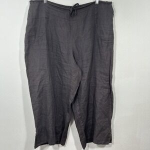 Flax Pants Womens 2G Gray Linen Wide Leg‎ Minimalist Lagenlook Comfort Fit